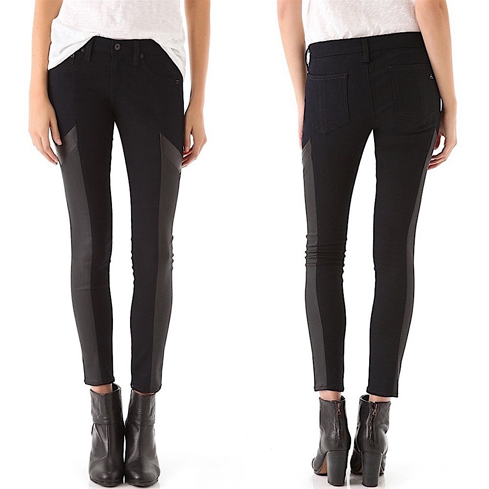 NWOT RAG & BONE Grand Prix Moto lamb leather midnight legging jeans 25 new